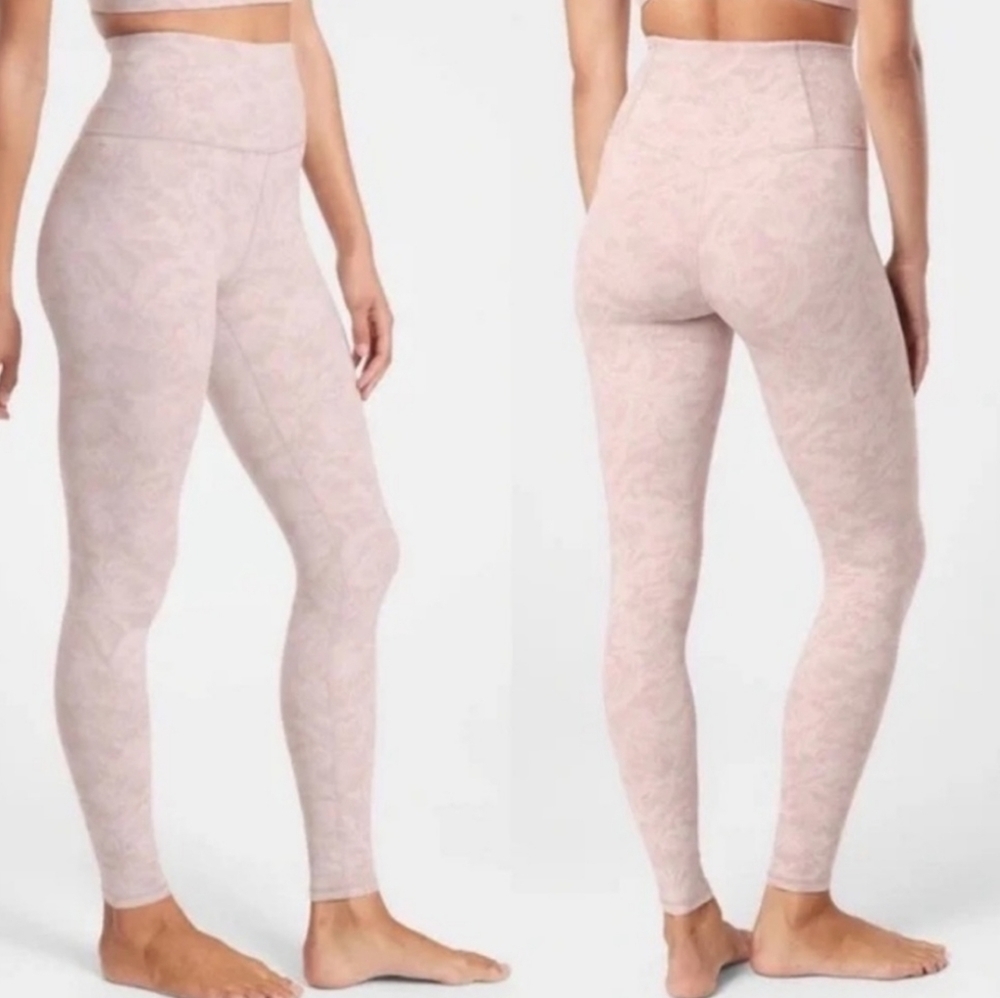 Athleta Elation Textured Tight Frosted Floral Velvety‎ Pink